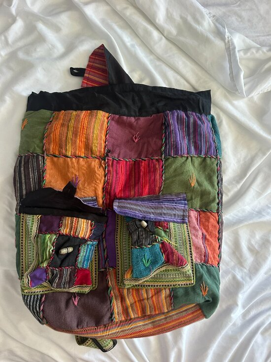 Handmade Nepal Patchwork Backpack Boho Hippie Festival Cotton Colorful Ethnic main image 5